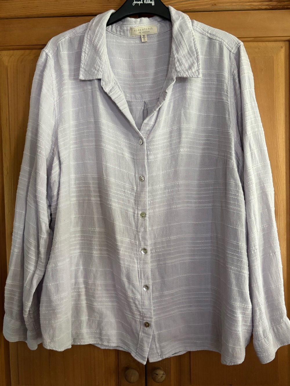 Side Stitch Linen Blend Lavender Long-Sleeve Button-Down Shirt XL EUC